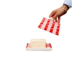 Large Butter Dish - Red & Pink Stripe - Noss & Co