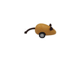 1 x Pull Back Wooden Mouse - Yellow, Green, Red or Grey