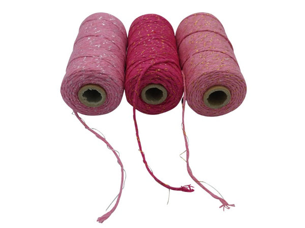 Cotton Twine - Metallic - Light Pink 100m