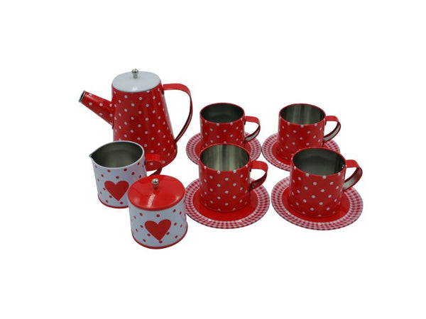 Tea Set - Tin - Coffee - Spots & Hearts