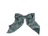 Velvet Clip On Bow - Blue