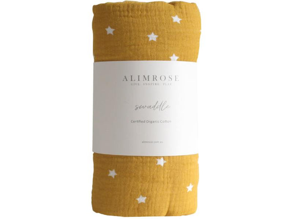 Muslin Swaddle - Starry Night - Butterscotch - Alimrose