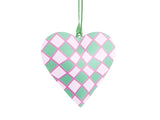 Joy Hand Painted Heart Tree Decoration - Pink & Green