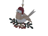 1 x Christmas Bird on Branch Hanging Decoration - White Breast OR Scarf