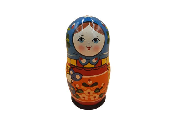 Babushka Doll - Village Traditional - 6 Piece Set - Blue Scarf