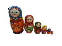 Babushka Doll - Village Traditional - 6 Piece Set - Blue Scarf