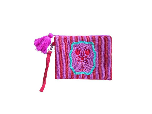 Beaded Lobster Wristlet Purse