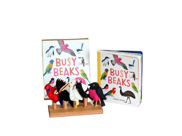 Busy Beaks Finger Puppets and Book Set by Sarah Allen