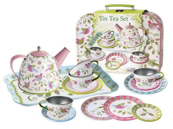 Tea Set - Tin - Bird in Suitcase - 15 pcs