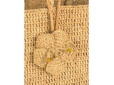 Bag Charm - Hibiscus Flower - Natural - Light Grey, Light Pink or Yellow