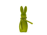 Mini Flocked Rabbit with Bow - Green
