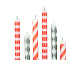 Festive Stripe Table Candles - Pack of 6