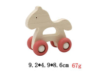 1 x Wooden Grip Animal with Silicone Wheels
