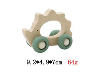 1 x Wooden Grip Animal with Silicone Wheels