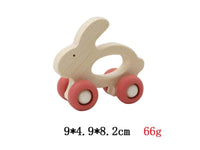1 x Wooden Grip Animal with Silicone Wheels