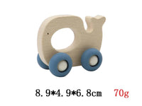 1 x Wooden Grip Animal with Silicone Wheels