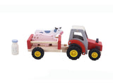 Wooden Tractor with Farm Animals - Red