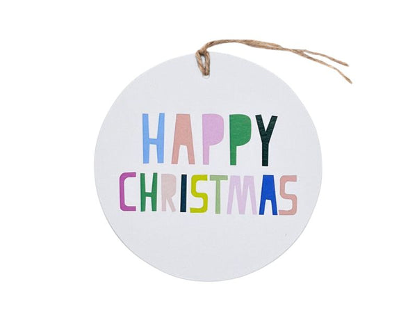 Gift Tag - Coloured Letters Happy Christmas