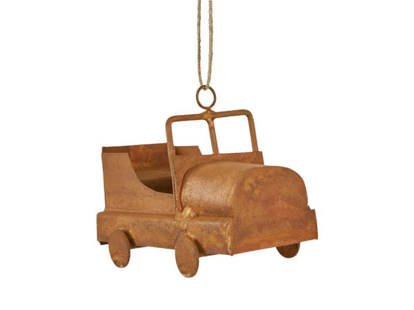 Farm Jeep Hanging Ornament - Rust