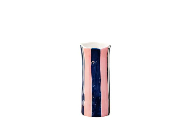 Vase - Navy & Pink Stripe - Small - Noss & Co