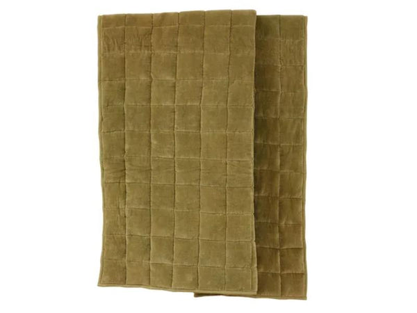 Throw - Vera - Quilted Velvet - Olive