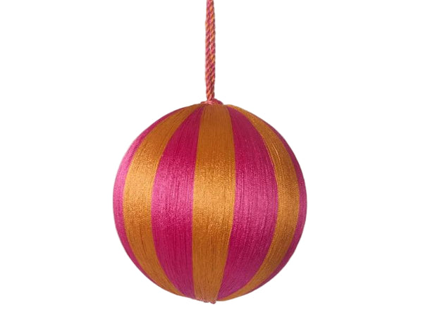 Silk Stripe Bauble - Medium - Pink & Orange