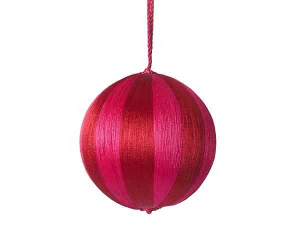 Silk Stripe Bauble - Medium - Fuchsia & Red