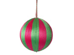 Silk Stripe Bauble - Medium - Pink & Green