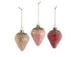 Sugared Ombre Strawberries Decoration - Set of 3