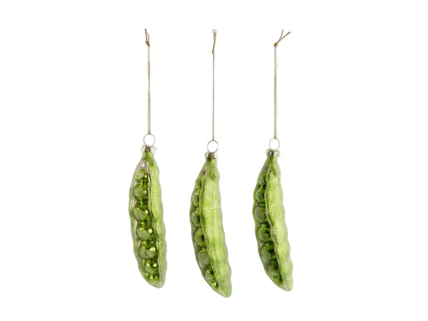 Sugared Peas in a Pod Decoration - Set of 3