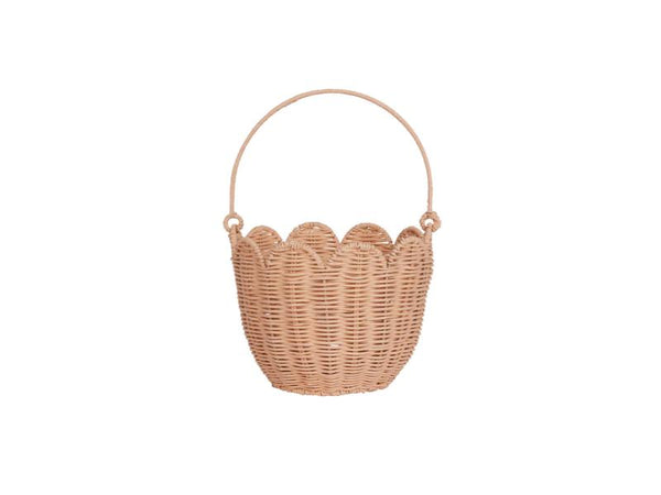 Rattan Tulip Carry Basket - Seashell Pink - Olli Ella