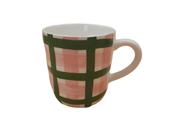 Pink and Forest Green Gingham Mug - Noss & Co