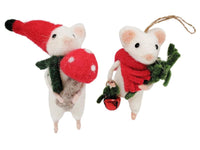 1 x Snowy Christmas Mouse - Holding Toadstool OR Holding Bell & Branches