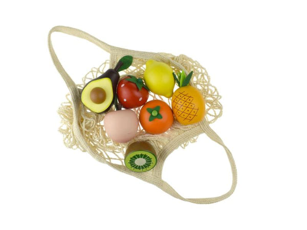 Wooden Fruit Set in String Bag