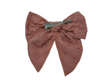 Hair Bow x 1 - Broderie - With Clip