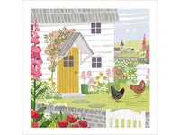 Greeting Card - Cottage Chickens in the Garden