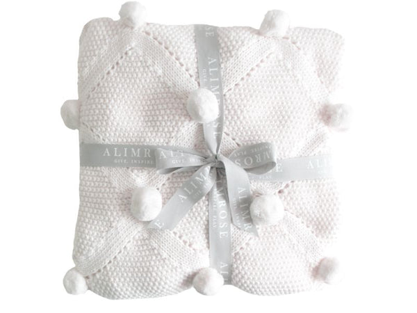 Baby Blanket - Organic Pom Pom - All Ivory - Alimrose