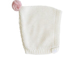 Baby Pixi Hat - Pom Pom - Ivory & Pink - Alimrose