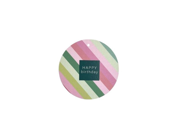Gift Tag - Happy Birthday - Diagonal Stripes