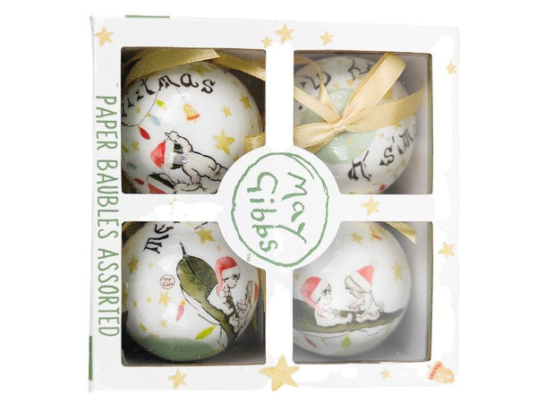 Mini Christmas Baubles - May Gibbs  - Set of 4 - Green
