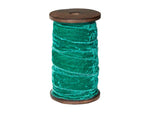 Ribbon - Fray Velvet - On Spool - Emerald Green